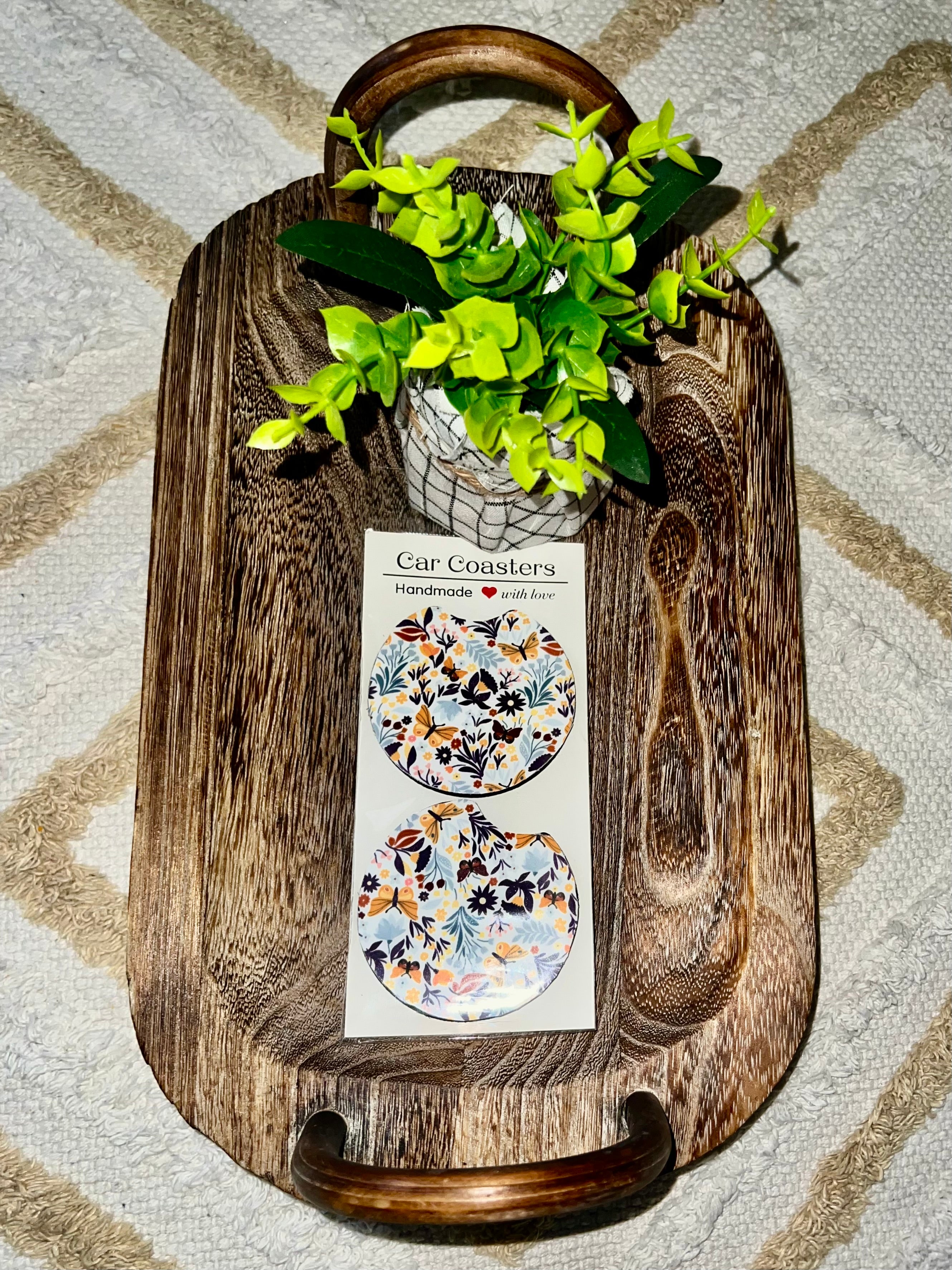 Floral Butterfly Car Coasters